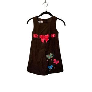 Ashley ann girls brown corduroy dragonfly patchwork dress 6